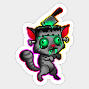 Zombie cat with outline Sticker